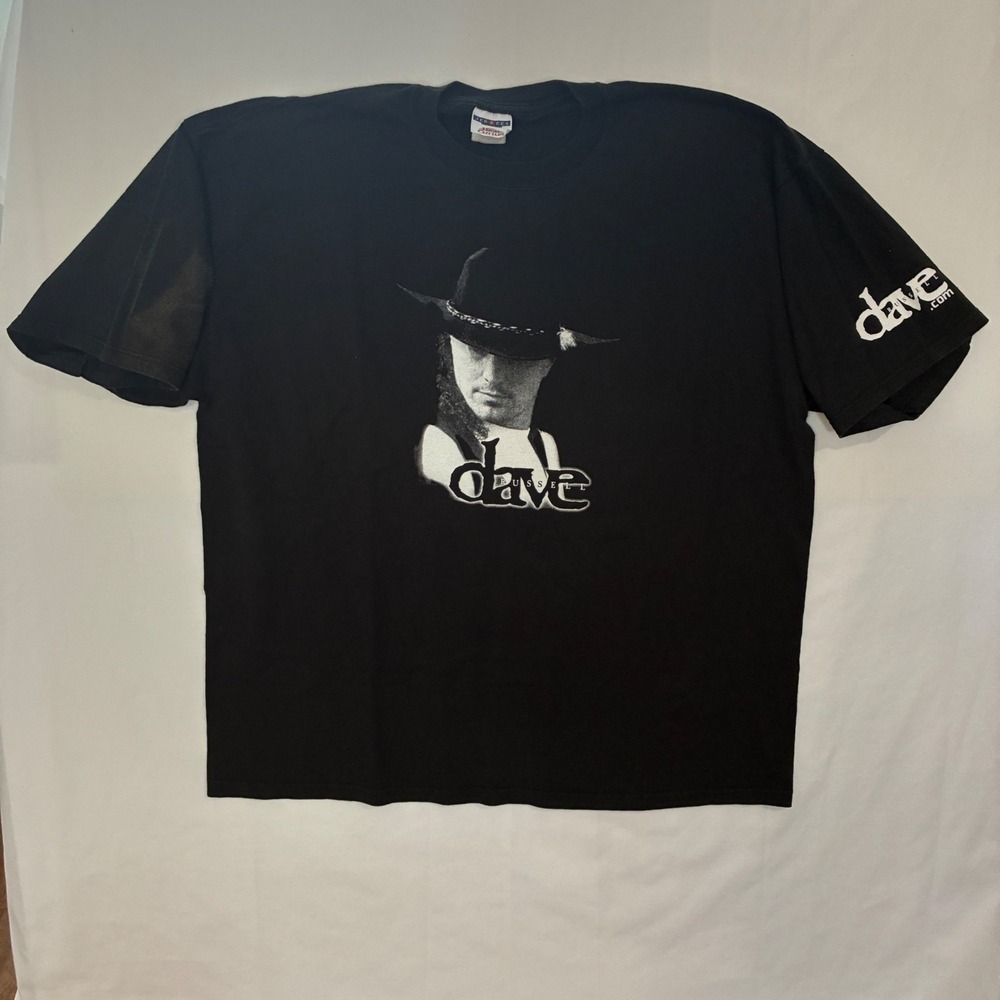 Y2K Graphic Band Tee Shirt Mens XXL Black VTG Western Grunge Moody Dave Russell